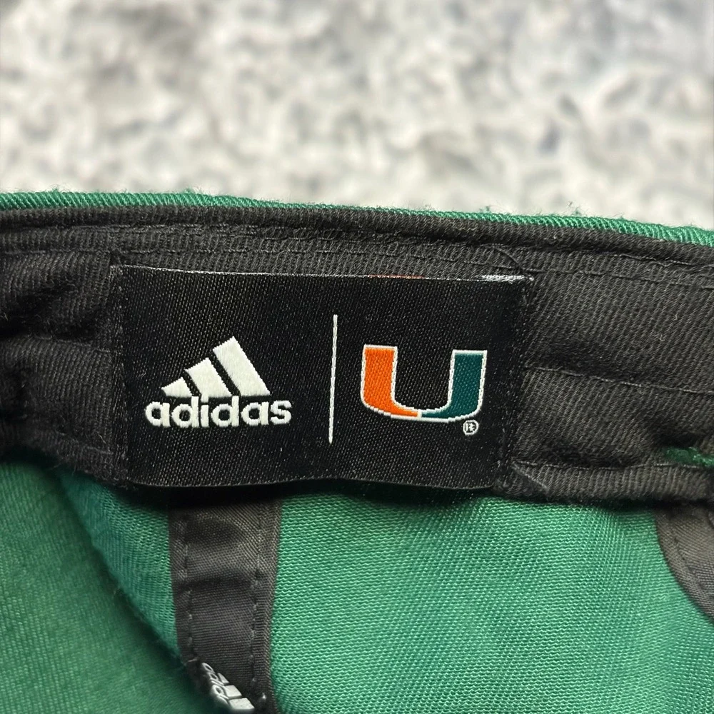 Adidas Miami Hurricanes Baseball Hat Green Orange Embroidered Collegiate‎